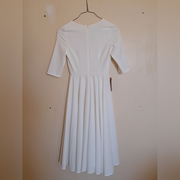 BHLDN Anthropologie Valdis Midi Wedding Dress Gown 4 Ivory White / Cream V Neck - Picture 5 of 7